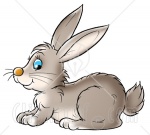 32552-Clipart-Illustration-Of-A-Cute-Blue-Eyed-Gray-Bunny-Rabbit-In-Profile