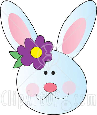 17160-Happy-White-Bunny-Rabbit-Face-With-A-Purple-Flower-By-The-Ear-Clipart-Illustration
