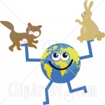 66333-Royalty-Free-RF-Clipart-Illustration-Of-A-Global-Character-Holding-A-Cat-And-Rabbit