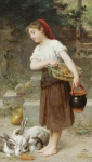 Emile Munier (French, 1840-1895) «Feeding the rabbits» 1888