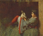 Eastman Johnson (1824-1906) «Child Playing with Rabbit» 1878