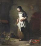 Theodule Augustin Ribot (French, 1823-1891) «Feeding the rabbits»