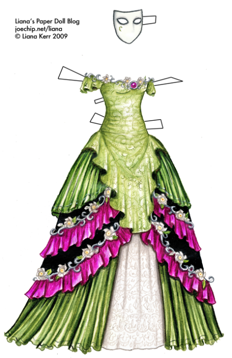 halloween-masquerade-costume-series-four-green-layered-gown-with-silver-scrolls-and-magenta-accents-tabbed