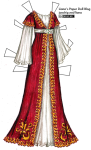 january-birthday-gown-in-deep-red-with-gold-trim-and-snowdrop-corsage-tabbed