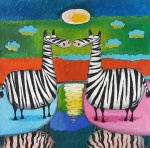 Зебры при луне