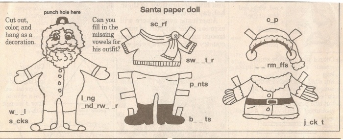 santa paper doll