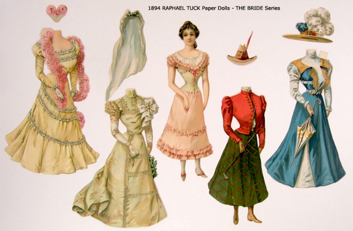 1894 RAPHAEL TUCK Paper Dolls - THE BRIDE Series 600