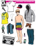 JustinBieber boneco de papel com figurino