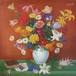 Натюрморт с цветами и бабочками