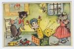 dressed_Cat_Jack_in_the_Box_old_vintage_1950s_postcard